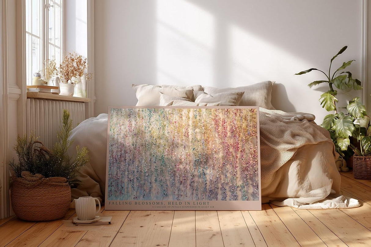 Paul Sinus Wandbild 120x80cm Blueten Kaskade Pastell Natur Kunst abstrakte Blumen Wanddekoration moderne florale Wandkunst Wohnzimmer Schlafzimmer