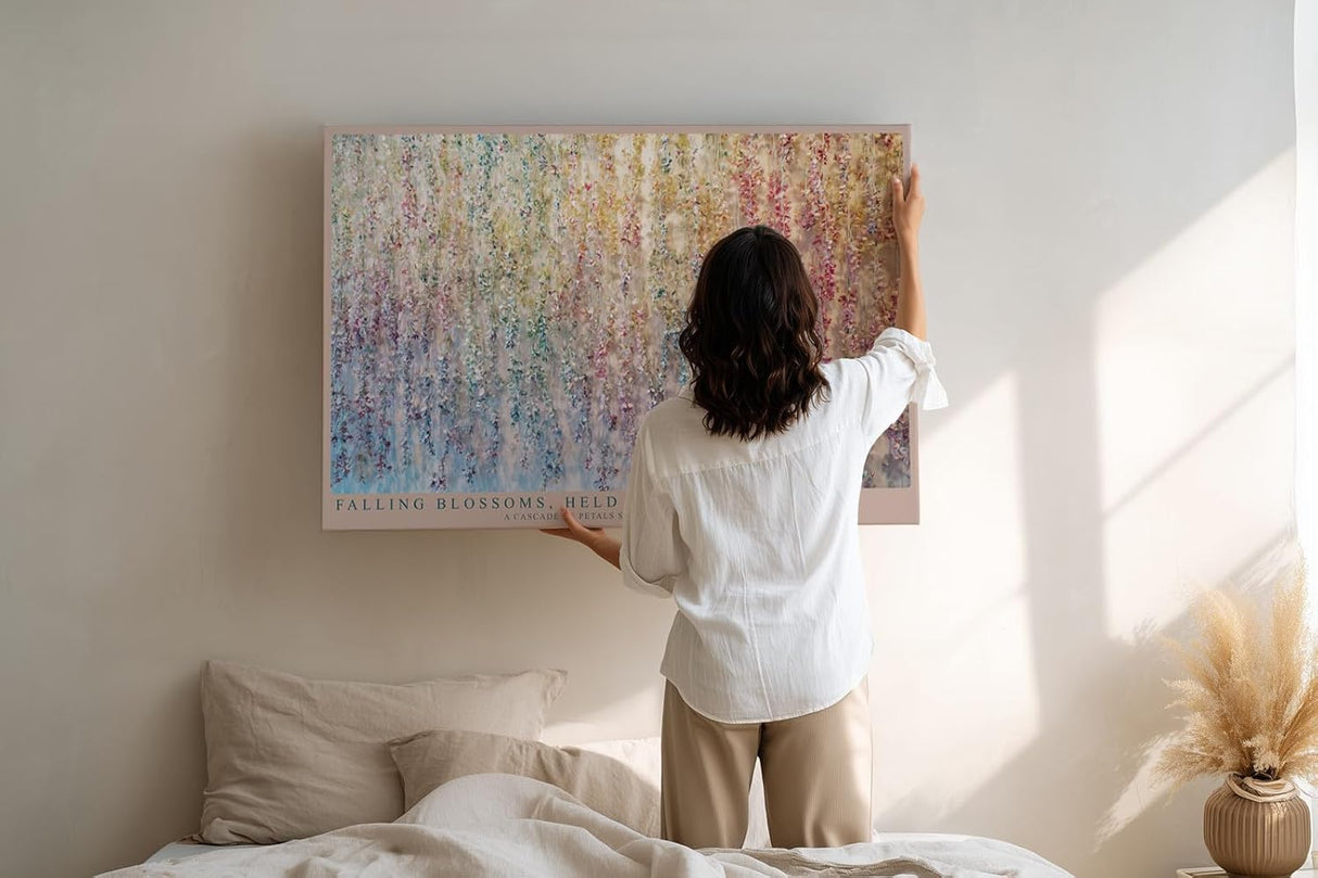 Paul Sinus Wandbild 120x80cm Blueten Kaskade Pastell Natur Kunst abstrakte Blumen Wanddekoration moderne florale Wandkunst Wohnzimmer Schlafzimmer