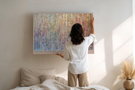Paul Sinus Wandbild 120x80cm Blueten Kaskade Pastell Natur Kunst abstrakte Blumen Wanddekoration moderne florale Wandkunst Wohnzimmer Schlafzimmer
