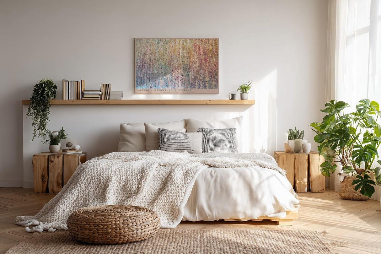 Paul Sinus Wandbild 120x80cm Blueten Kaskade Pastell Natur Kunst abstrakte Blumen Wanddekoration moderne florale Wandkunst Wohnzimmer Schlafzimmer