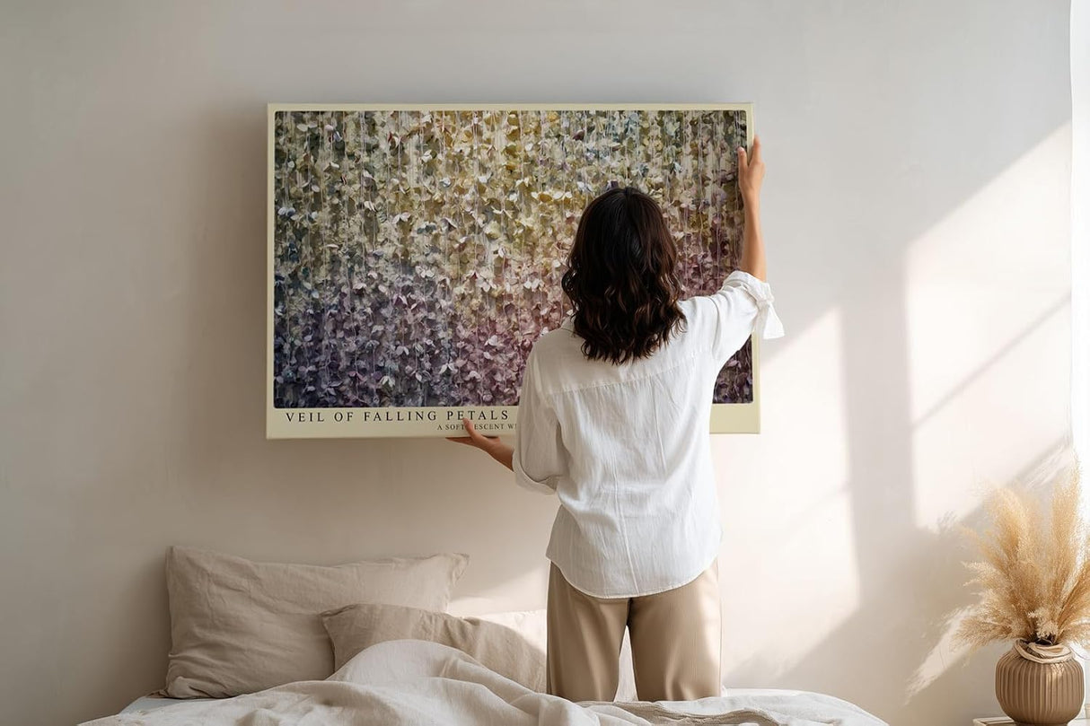 Paul Sinus Wandbild 120x80cm Blueten Vorhang Florale Kunst Hängende Blüten Moderne Natur Dekoration