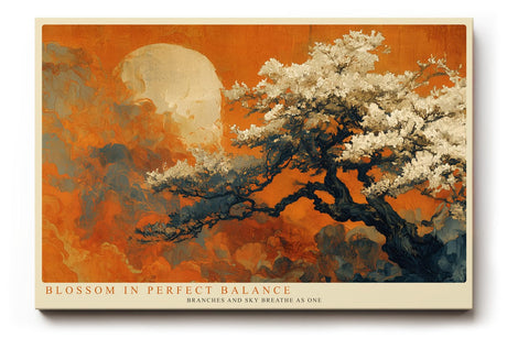 Paul Sinus Wandbild 120x80cm Bluetenbaum Landschaft Kunst in Warmen Orange und Naturtoenen Ruhige Natur Wanddekoration fuer Wohnzimmer Schlafzimmer und Büro