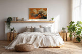 Paul Sinus Wandbild 120x80cm Bluetenbaum Landschaft Kunst in Warmen Orange und Naturtoenen Ruhige Natur Wanddekoration fuer Wohnzimmer Schlafzimmer und Büro