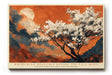 Paul Sinus Wandbild 120x80cm Bluetenbaum Vollmond Berglandschaft Natur Kunstmotiv Abendliche Landschaft mit weissen Blueten
