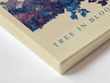 Paul Sinus Wandbild 120x80cm blühender Baum Landschaft Illustration in Blau mit Blumen moderne Naturkunst stilvolles Kunstbild für Wohnzimmer Büro