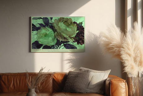 Paul Sinus Wandbild 120x80cm Blumen abstrakt gruene florale Kunst moderne Illustration Wanddekoration Wohnzimmer Schlafzimmer