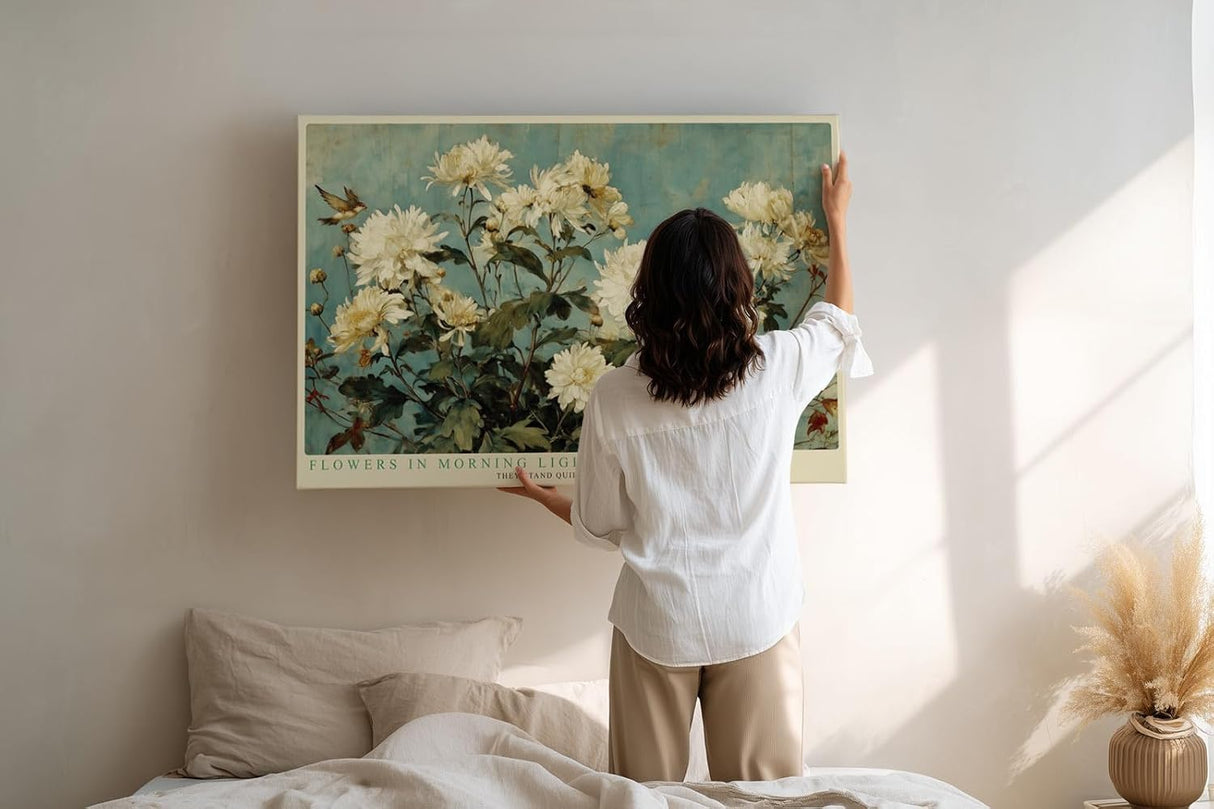 Paul Sinus Wandbild 120x80cm Blumen Im Morgenlicht Florale Kunst LeinWandbild 120x80cm Elegante Natur Wanddekoration