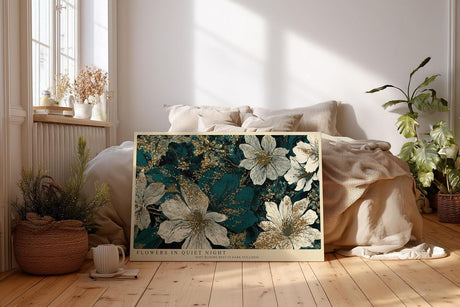 Paul Sinus Wandbild 120x80cm Blumen In Dunkler Eleganz Florale Kunst LeinWandbild 120x80cm Botanische Wanddekoration