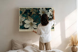 Paul Sinus Wandbild 120x80cm Blumen In Dunkler Eleganz Florale Kunst LeinWandbild 120x80cm Botanische Wanddekoration