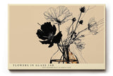 Paul Sinus Wandbild 120x80cm Blumen in Vase minimalistische Linien Illustration beige schwarz botanisches Kunstbild modernes Naturmotiv stilvolle