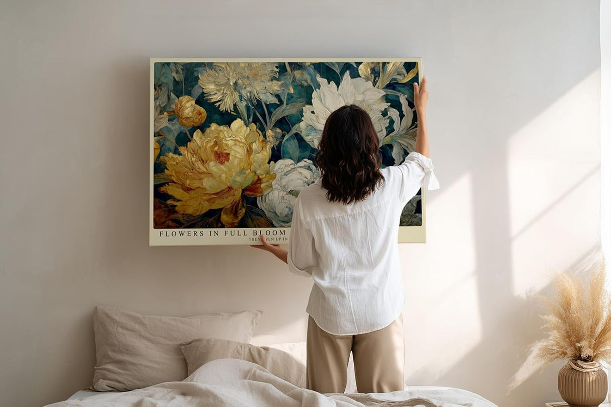 Paul Sinus Wandbild 120x80cm Blumen In Voller Blüte Florale Kunst LeinWandbild 120x80cm Elegante Blumen Wanddekoration