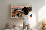 Paul Sinus Wandbild 120x80cm Blumen Landschaft Haus Natur Kunstmotiv Farbenreiche Landschaft mit Blumenfeld und Landhaus