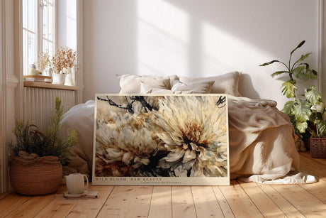 Paul Sinus Wandbild 120x80cm Blumen Makro modern beige braun florale Kunst Kunstdruck grosses Kunstbild elegante Wanddekoration fuer Wohnzimmer Büro Flur
