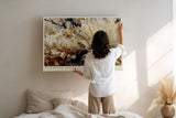 Paul Sinus Wandbild 120x80cm Blumen Makro modern beige braun florale Kunst Kunstdruck grosses Kunstbild elegante Wanddekoration fuer Wohnzimmer Büro Flur