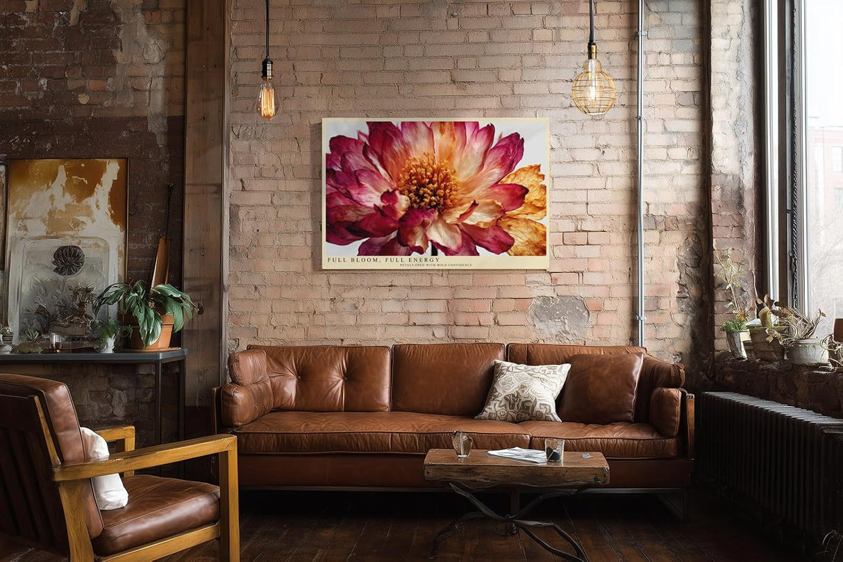 Paul Sinus Wandbild 120x80cm Blumen Makro modern rot beige florale Kunst Kunstdruck grosses Kunstbild elegante Wanddekoration fuer Wohnzimmer Büro Flur