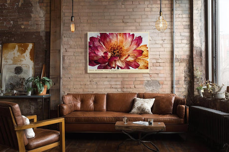 Paul Sinus Wandbild 120x80cm Blumen Makro modern rot beige florale Kunst Kunstdruck grosses Kunstbild elegante Wanddekoration fuer Wohnzimmer Büro Flur