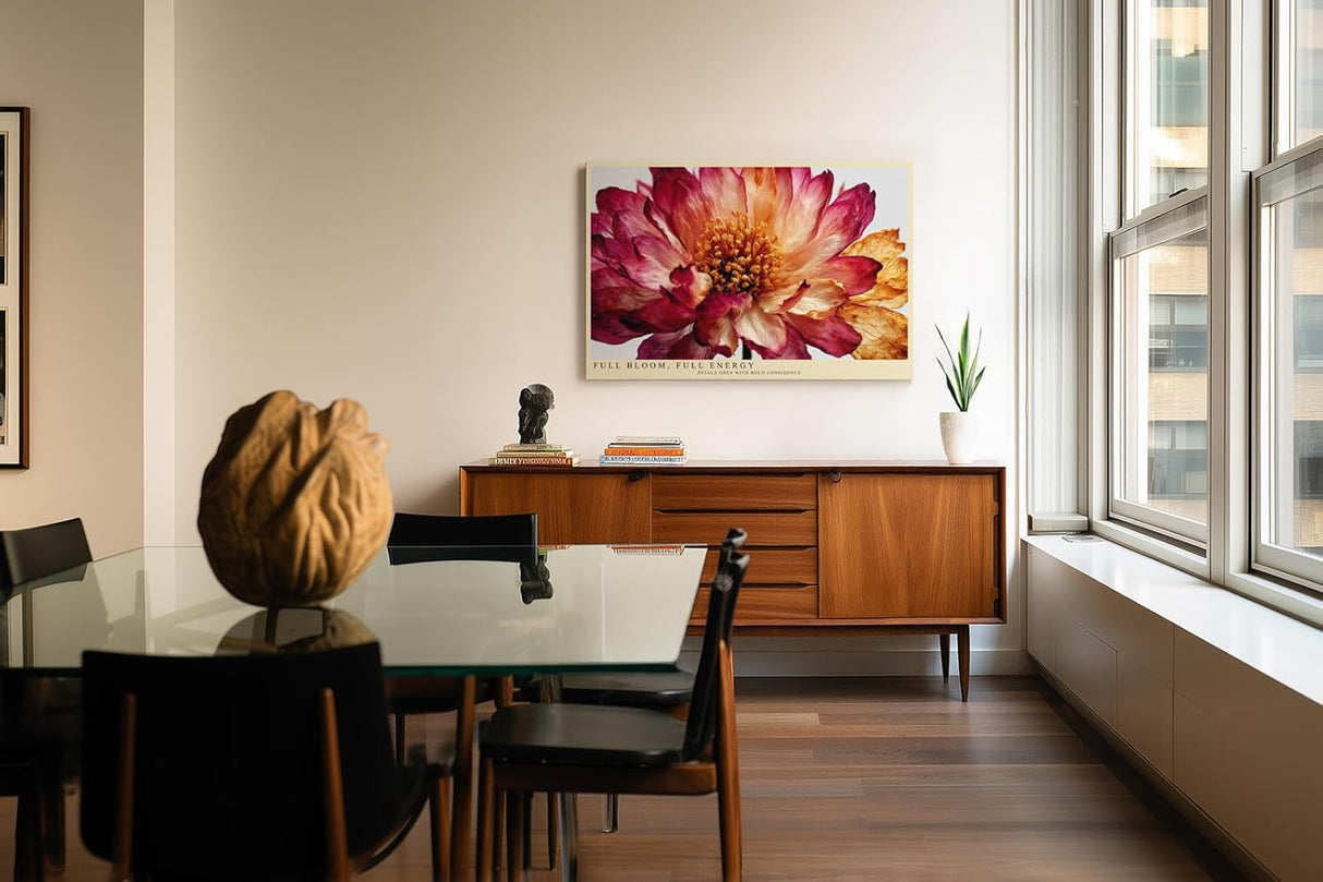 Paul Sinus Wandbild 120x80cm Blumen Makro modern rot beige florale Kunst Kunstdruck grosses Kunstbild elegante Wanddekoration fuer Wohnzimmer Büro Flur