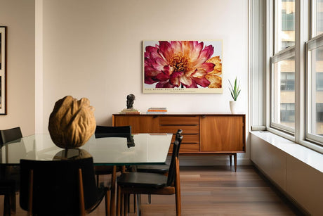 Paul Sinus Wandbild 120x80cm Blumen Makro modern rot beige florale Kunst Kunstdruck grosses Kunstbild elegante Wanddekoration fuer Wohnzimmer Büro Flur