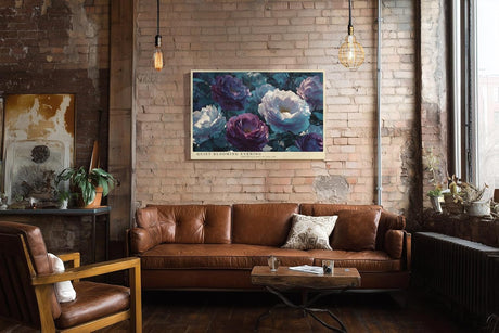 Paul Sinus Wandbild 120x80cm Blumen Pfingstrosen modern violett weiss florale Kunst Kunstdruck grosses Kunstbild elegante Wanddekoration fuer Wohnzimmer Büro Flur