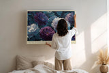 Paul Sinus Wandbild 120x80cm Blumen Pfingstrosen modern violett weiss florale Kunst Kunstdruck grosses Kunstbild elegante Wanddekoration fuer Wohnzimmer Büro Flur