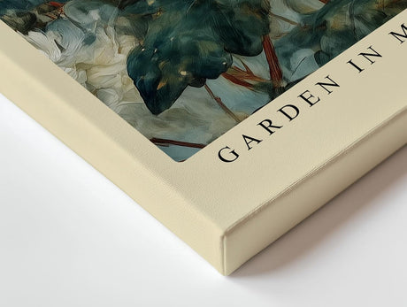Paul Sinus Wandbild 120x80cm Blumen und Vogel Garten Szene Klassische Natur Kunst in Blau Grün und Weiß für Wohnzimmer Schlafzimmer Büro