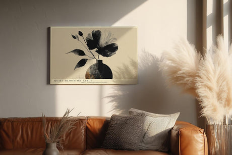 Paul Sinus Wandbild 120x80cm Blumen Vase minimalistische Kunst schwarz beige moderne Illustration Kunstdruck stilvolle Wanddekoration fuer Wohnzimmer Schlafzimmer Flur