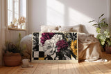Paul Sinus Wandbild 120x80cm Blumenstillleben mit starkem Farbkontrast Moderne florale Kunst in Schwarz Weiss und Magenta