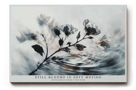 Paul Sinus Wandbild 120x80cm Blüten im Wasser abstrakte Naturkunst zarte Blumen graue ruhige Ästhetik modernes Naturmotiv stilvolle