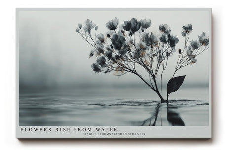 Paul Sinus Wandbild 120x80cm Blüten im Wasser minimalistische Naturkunst zarte Blumen graue ruhige Ästhetik modernes Naturmotiv stilvolle