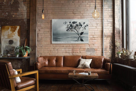 Paul Sinus Wandbild 120x80cm Blüten im Wasser minimalistische Naturkunst zarte Blumen graue ruhige Ästhetik modernes Naturmotiv stilvolle