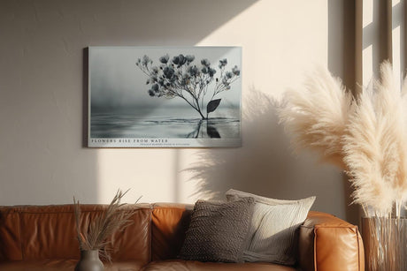 Paul Sinus Wandbild 120x80cm Blüten im Wasser minimalistische Naturkunst zarte Blumen graue ruhige Ästhetik modernes Naturmotiv stilvolle