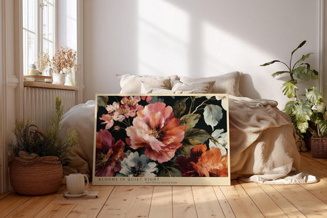 Paul Sinus Wandbild 120x80cm Blüten in dunkler Nacht – Elegantes Blumenmotiv mit leuchtenden Farben und natürlicher Harmonie