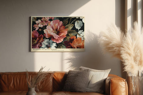 Paul Sinus Wandbild 120x80cm Blüten in dunkler Nacht – Elegantes Blumenmotiv mit leuchtenden Farben und natürlicher Harmonie