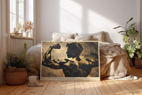 Paul Sinus Wandbild 120x80cm Bodybuilder Silhouette Krafttraining Fitness Kunst Kunstdruck grosses Wandbild 120x80cm motivierende Wanddekoration fuer Fitnessraum Wohnzimmer Büro