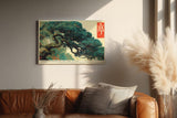 Paul Sinus Wandbild 120x80cm Bonsai Baum Kunst Asiatische Natur Illustration in Grün und Beige für Wohnzimmer Büro und Flur