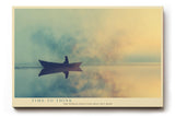 Paul Sinus Wandbild 120x80cm Boot auf stillem See Nebel Landschaft ruhige Naturfotografie sanfte Farben moderne Wanddekoration fuer Wohnzimmer Büro
