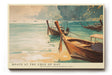 Paul Sinus Wandbild 120x80cm Boote am Meer Küsten Landschaft Kunst in Blau und Gold für Wohnzimmer Büro und Schlafzimmer