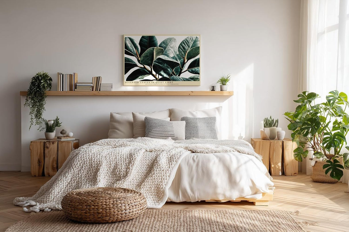 Paul Sinus Wandbild 120x80cm Botanische Blaetter modern Pflanzen Kunst Wanddekoration gruene Natur Wohnzimmer Schlafzimmer