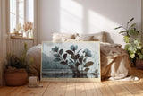 Paul Sinus Wandbild 120x80cm botanische Blumen im Regen moderne Naturmalerei blau grau Kunstdruck ruhige florale