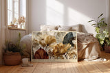 Paul Sinus Wandbild 120x80cm Botanische Blumen Komposition in Beige Braun Natur Kunst Modernes Florales Design für Wohnzimmer Schlafzimmer Büro
