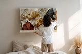 Paul Sinus Wandbild 120x80cm Botanische Blumen Komposition in Beige Braun Natur Kunst Modernes Florales Design für Wohnzimmer Schlafzimmer Büro