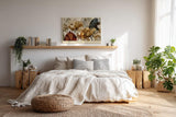 Paul Sinus Wandbild 120x80cm Botanische Blumen Komposition in Beige Braun Natur Kunst Modernes Florales Design für Wohnzimmer Schlafzimmer Büro