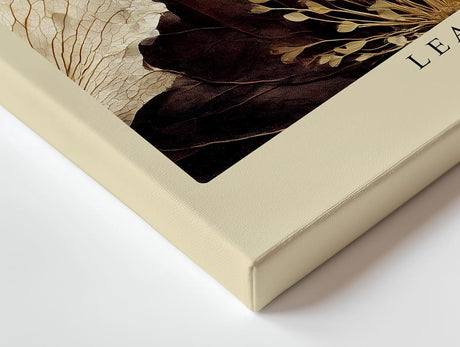 Paul Sinus Wandbild 120x80cm Botanische Blumen und Blätter Komposition Natur Kunst in Beige Braun und Creme für Wohnzimmer Schlafzimmer und Büro