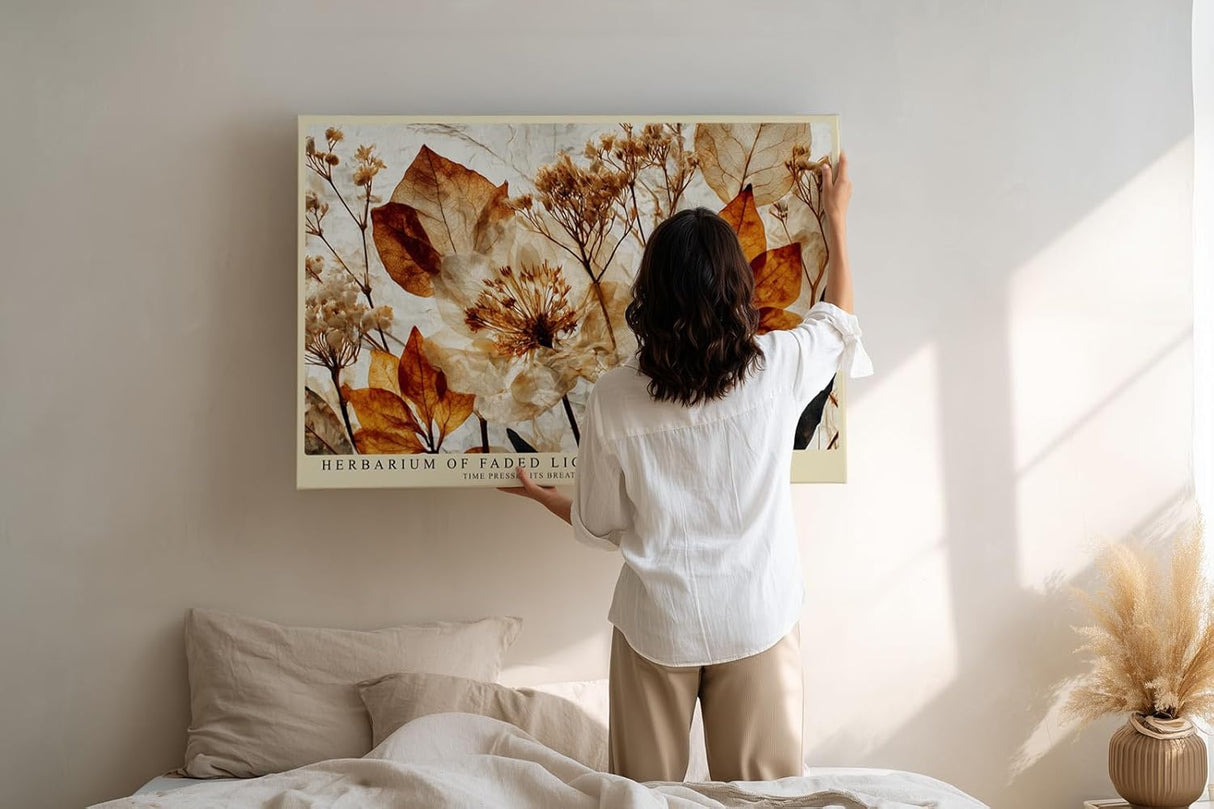 Paul Sinus Wandbild 120x80cm Botanische Komposition mit getrockneten Pflanzen Elegante Naturkunst in warmen Erdtoenen