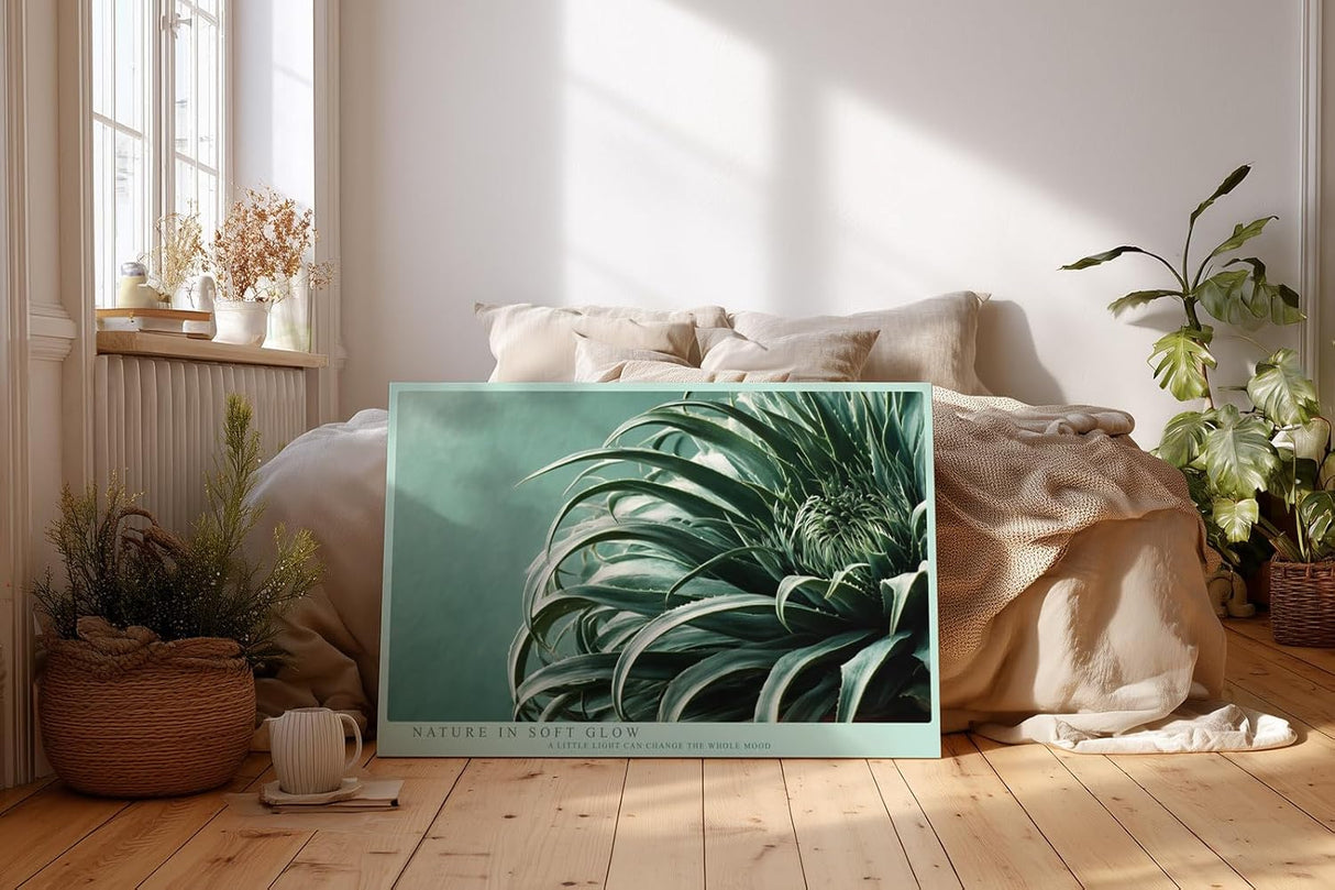 Paul Sinus Wandbild 120x80cm botanische Pflanze Makroaufnahme gruene Blaetter moderne Naturfotografie minimalistische Wanddekoration fuer Wohnzimmer Büro