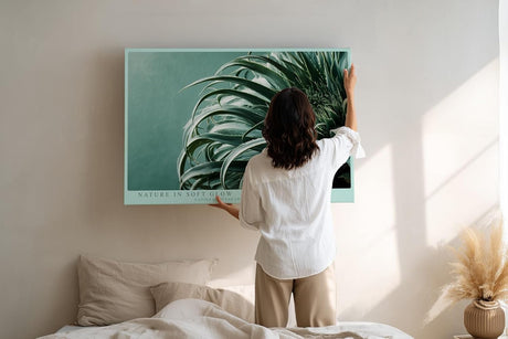 Paul Sinus Wandbild 120x80cm botanische Pflanze Makroaufnahme gruene Blaetter moderne Naturfotografie minimalistische Wanddekoration fuer Wohnzimmer Büro