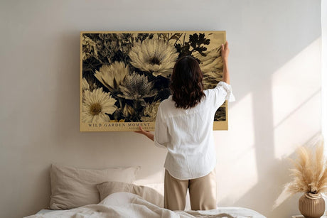 Paul Sinus Wandbild 120x80cm botanischer Garten Blumen Stillleben sepia Naturkunst Leinwand Wanddekoration elegantes Vintage Blumenbild fuer Wohnzimmer Büro