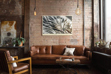 Paul Sinus Wandbild 120x80cm botanisches Blatt Schatten Fotokunst modern beige grau minimalistisch Kunstdruck grosses Natur Kunstbild stilvolle Wanddekoration fuer Wohnzimmer Büro