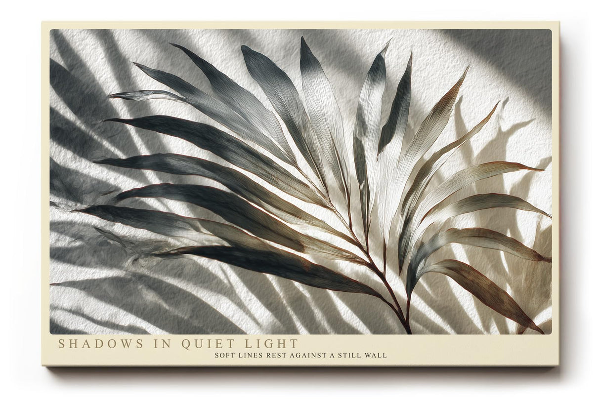 Paul Sinus Wandbild 120x80cm botanisches Blatt Schatten Fotokunst modern beige grau minimalistisch Kunstdruck grosses Natur Kunstbild stilvolle Wanddekoration fuer Wohnzimmer Büro