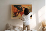 Paul Sinus Wandbild 120x80cm Boxer Illustration modern orange schwarz Sport Kunst Kunstdruck grosses Kunstbild kraftvolle Wanddekoration fuer Wohnzimmer Fitnessraum Büro